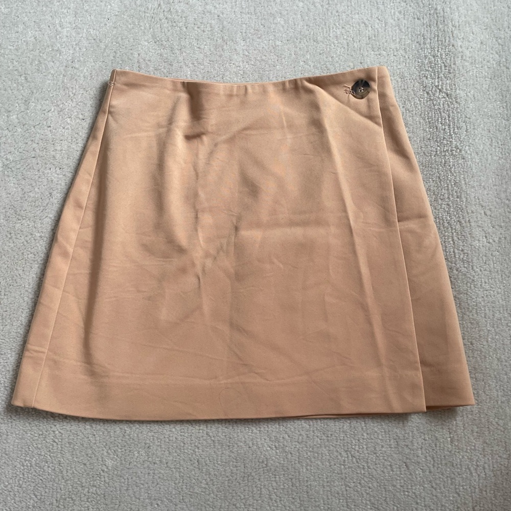 Babaton Tan Asymmetrical A-Line Mini Skirt